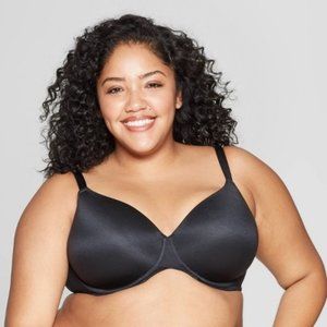 Women's Plus Size Lightly Lined Black T-shirt Bra